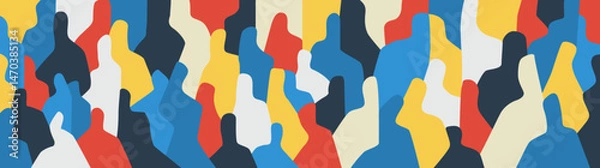 Fototapeta Modern people abstract vector illustration , group of multicolored silhouettes horizontal background
