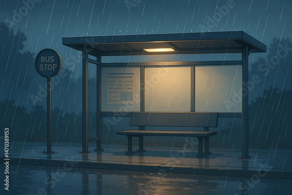 Obraz Bus stop in the night