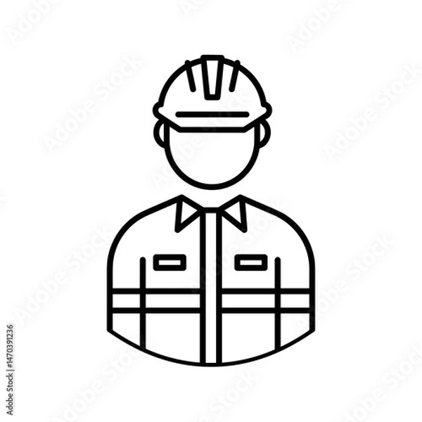 Obraz Oil Rig Worker in Safety Helmet and Uniform on Minimal Background  