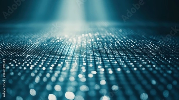 Fototapeta Abstract close-up of shimmering blue surface with light reflections, creating a serene atmosphere