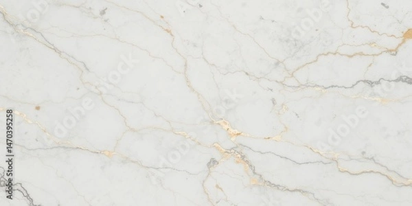 Fototapeta Elegant White Marble Texture with Golden Veins High Resolution Background Image