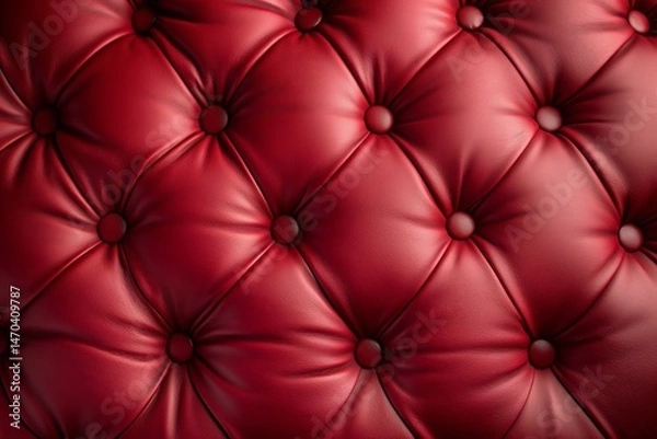 Obraz Quilted red leather upholstery pattern showcasing vibrant texture and distinctive detail suitable for various design applications