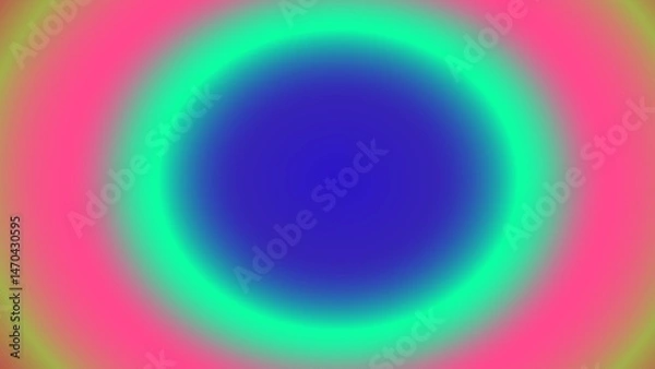 Obraz Abstract concentric circles with vibrant, gradient colors.  A central blue circle is surrounded by rings of green, pink, and yellow