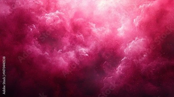 Fototapeta Vivid pink and white nebula, cosmic clouds swirl, glowing light, ethereal dreamy atmosphere