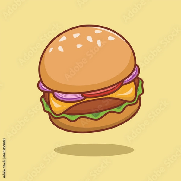 Obraz Burger cute vector in a kawaii style.