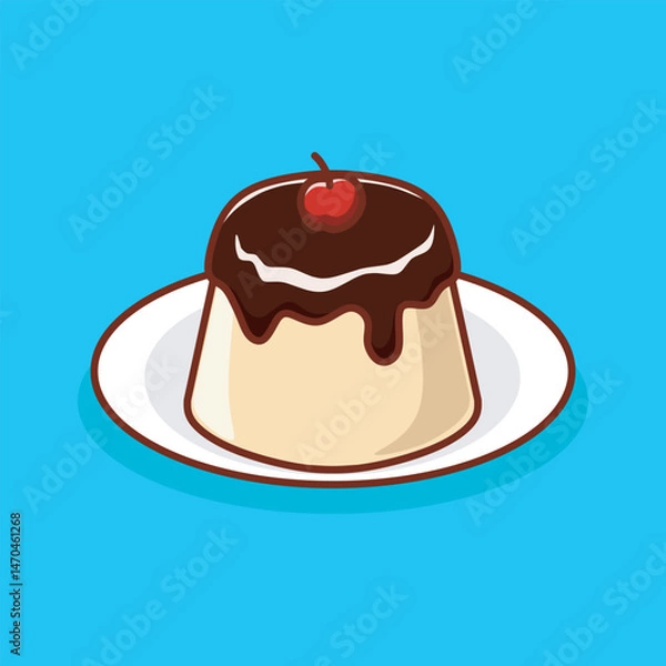 Obraz Cute pudding dessert vector illustration