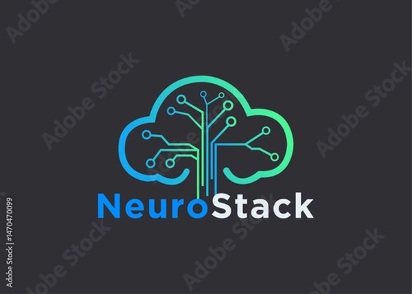Fototapeta Neuro Stack Tech logo design