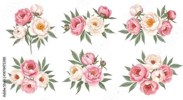 Fototapeta Seamless Pattern with Pink and White Roses
