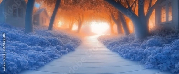 Obraz Misty Winter Path Through Woods