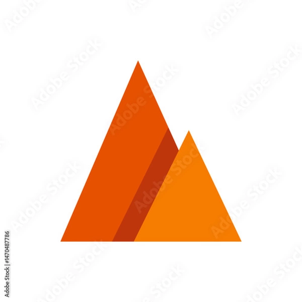 Fototapeta Illustration of two overlapping triangles in shades of orange and brown against a white background space