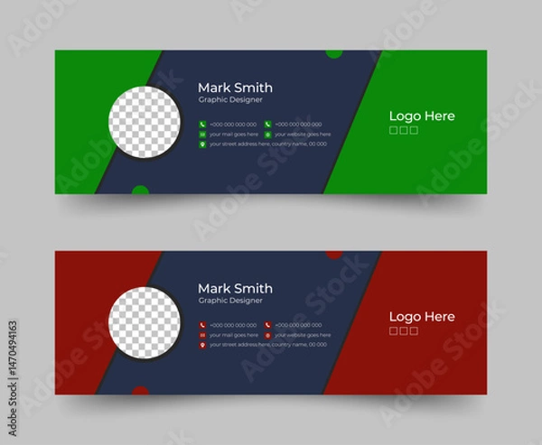 Fototapeta Email Signatures, Email signature Template Design, Email signature facebook cover design template or email footer and corporate personal social media banner.