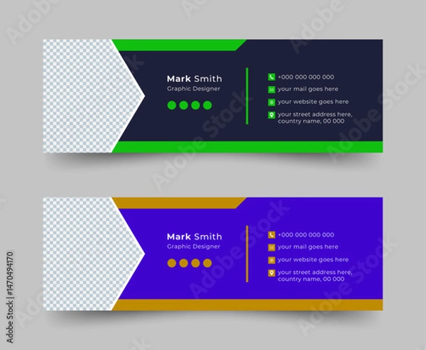 Fototapeta Email Signatures, Email signature Template Design, Email signature facebook cover design template or email footer and corporate personal social media banner.