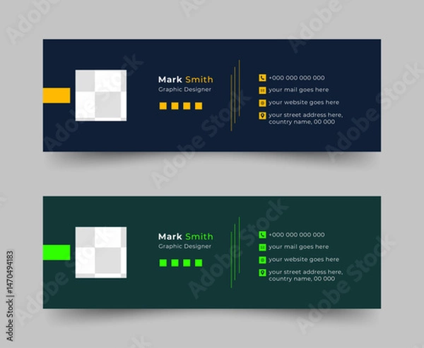 Fototapeta Email Signatures, Email signature Template Design, Email signature facebook cover design template or email footer and corporate personal social media banner.
