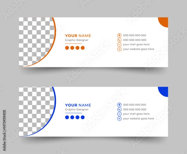 Fototapeta Email Signatures, Email signature Template Design, Email signature facebook cover design template or email footer and corporate personal social media banner.