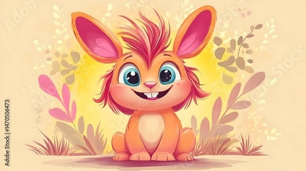 Obraz Cheerful cartoon rabbit illustration