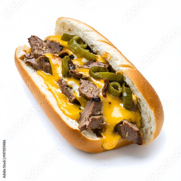 Fototapeta Delicious international sandwiches set isolated on white background - professional food images generated using AI