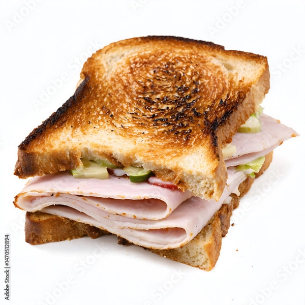 Fototapeta Delicious international sandwiches set isolated on white background - professional food images generated using AI