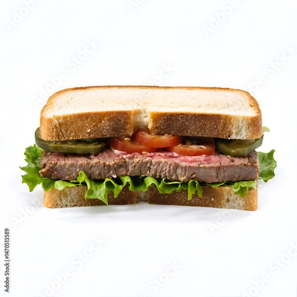 Fototapeta Delicious international sandwiches set isolated on white background - professional food images generated using AI