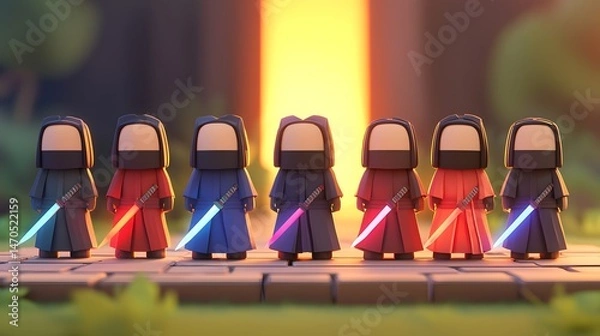 Fototapeta Pixel Art Character Lineup for Mobile Game