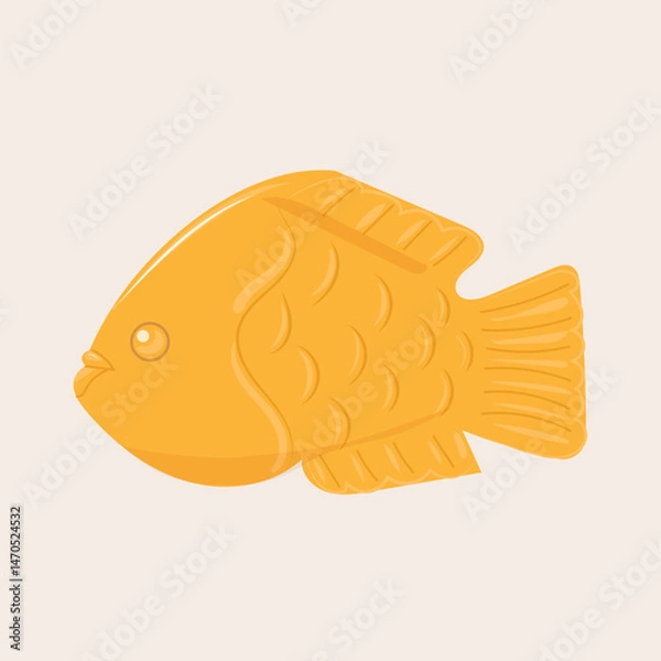 Fototapeta Vector flat style illustration of Korean fish-shaped pastry bungeoppang, golden brown, soft shadows, isolated on white background