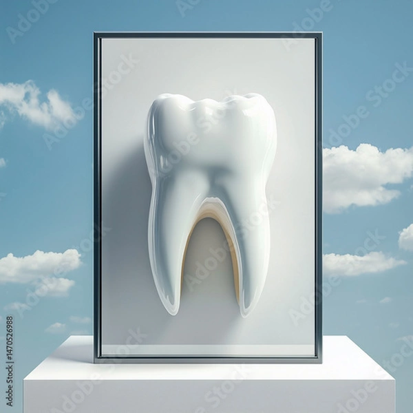 Fototapeta Three-Dimensional Model of a Single Human Tooth in a Frame