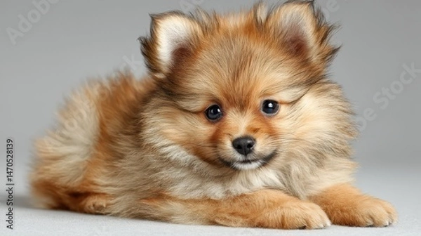 Obraz A cute Pomeranian spitz puppy, isolated on a background