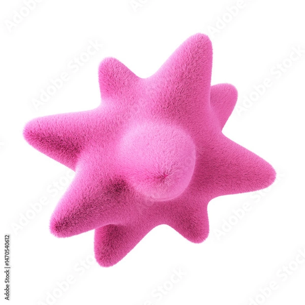 Fototapeta Pink abstract fluffy shape. 3d design element isolated on white background.