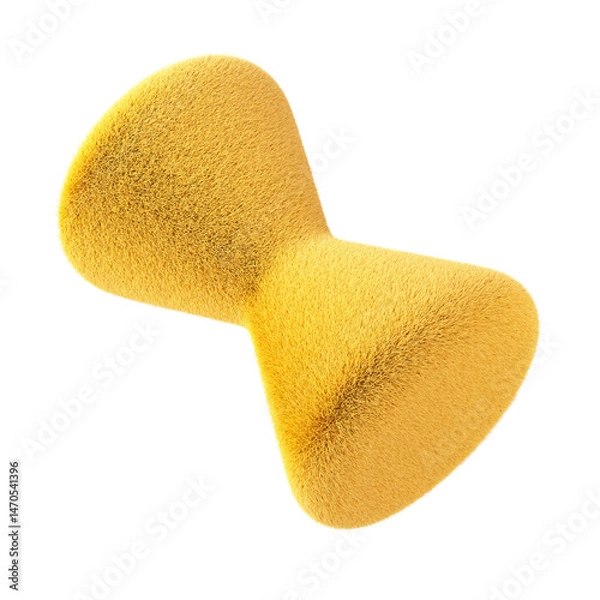 Obraz Yellow abstract fluffy shape. 3d design element isolated on white background.