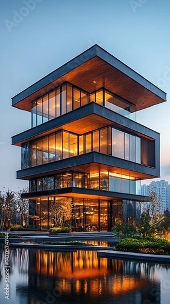 Obraz Spectacular high-rise with sleek glass architecture high resolution photo