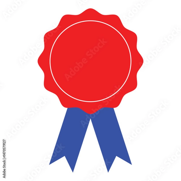 Fototapeta Badge icon. Certificate badge icon. Achievement badge. Badge and medals with ribbon set vector illustration. Seal stamp and badge. Vector icon.