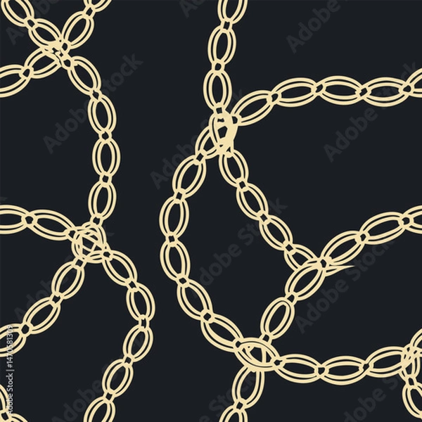 Obraz Fashion design made with gold colored chain jewelry seamless pattern on a black background	
