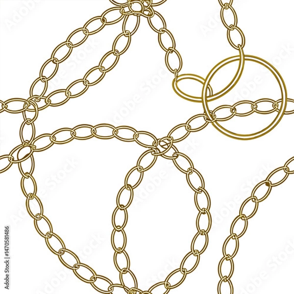 Obraz Fashion design made with gold colored chain jewelry seamless pattern on a black background	
