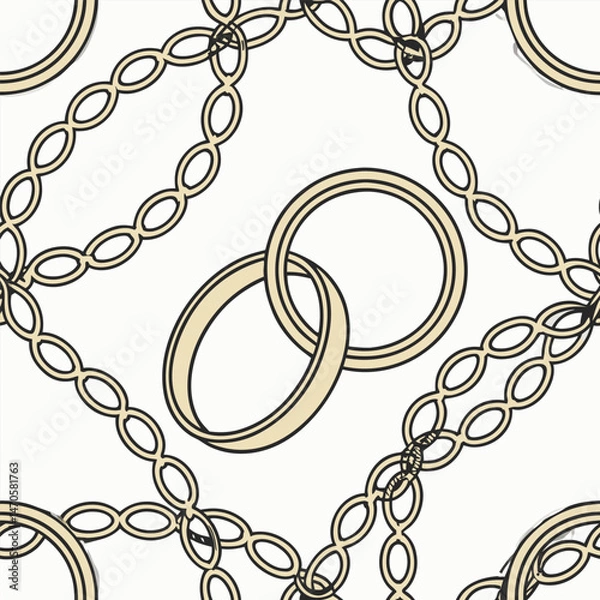 Obraz Fashion design made with gold colored chain jewelry seamless pattern on a black background	
