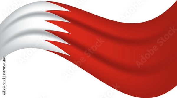 Obraz Bahrain wavy flag, waving flag vector illustration