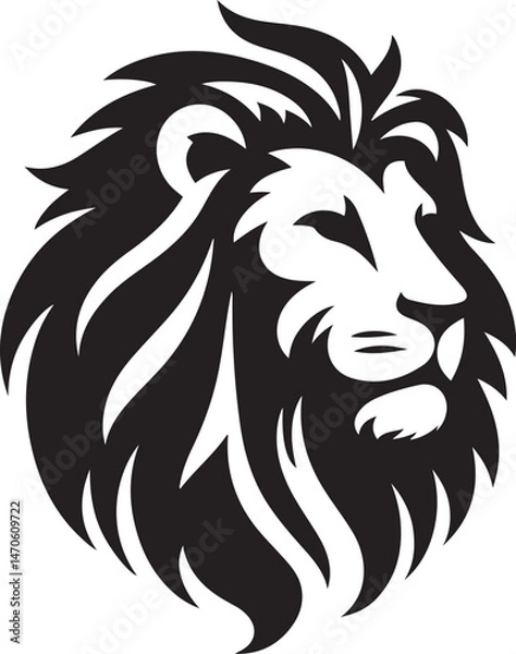 Fototapeta Lion head mascot silhouette icon, vector art logo icon, lion silhouette icon illustration design template isolated on a white background