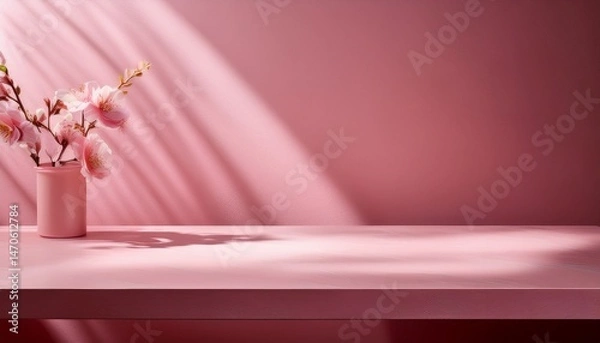 Obraz pink table background with shadow for product presentation generative ai