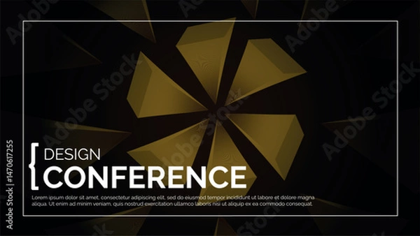 Obraz Business Design Conference. Abstract Event Background Banner. Tech Digital Webinar Template. Medical Science Forum Backdrop. Geometric Cover for Online Innovation Seminar. Computer BG Graphic Poster.