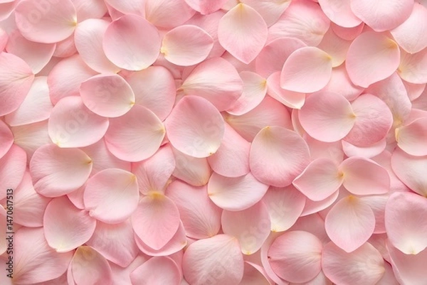 Fototapeta Rose Petal Delights: A delicate, top-down view reveals a sea of soft pink rose petals, their subtle textures and hues creating a sense of beauty and serenity.