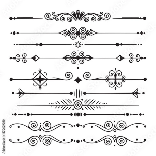 Fototapeta Collection of elegant and ornamental dividers for various design projects