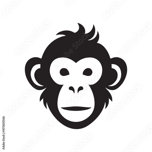 Obraz Monkey head Silhouette Vector illustration