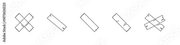 Fototapeta Adhesive tape outline icons in minimal vector style.
Sticky roll shapes used in packaging and stationery