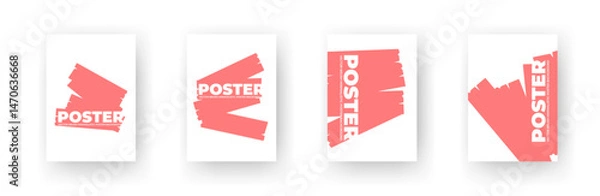 Fototapeta Abstract poster set with pink brush strokes in vector design.
Paint textures in soft artistic expressive layout