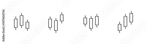 Obraz Candlestick chart icons in simple outline vector style.
Financial trading symbols for market and stock visualization