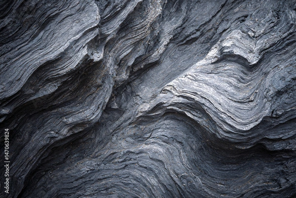Fototapeta Textured Abstract Rock Formation: A close-up shot captures the intricate details of a weathered rock, showcasing its complex texture and mesmerizing patterns.