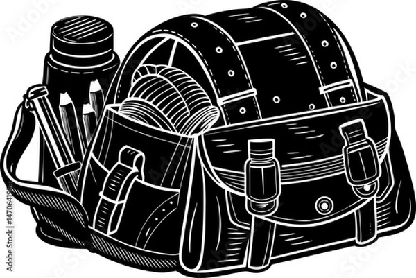 Fototapeta The weight of a soldier's pack and the essential items it contains.