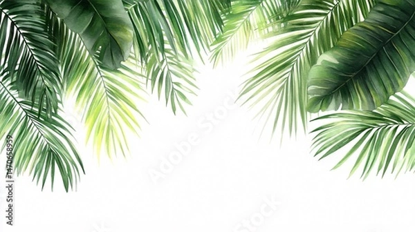 Fototapeta Botanic Palm Leaves Isolated on White Background for Creative designs