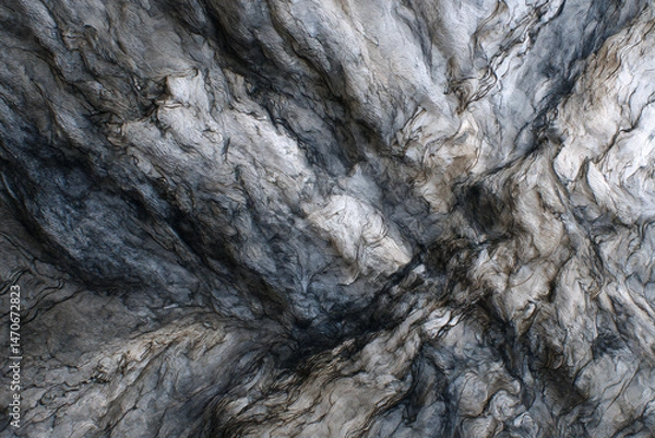 Fototapeta Abstract Rock Formation: A captivating close-up view of a rugged rock formation, showcasing a mesmerizing interplay of textures, colors, and patterns. The image evokes a sense of depth, mystery.