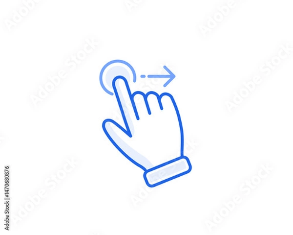 Obraz swipe right icon blue outline vector gesture for gui interaction