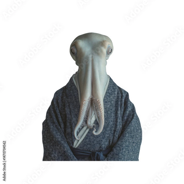 Obraz Surreal Portrait of an Octopus in Traditional Japanese Kimono