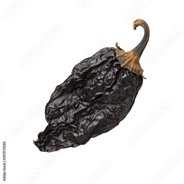 Fototapeta Dried ancho pepper showcasing rich texture and dark color isolated on a transparent background, dried ancho pepper isolated on transparent background